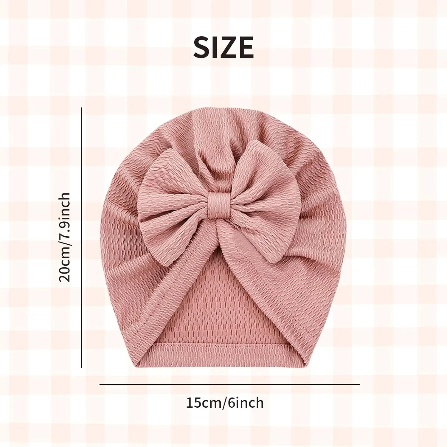 Cinaci 6 Pack Soft Turban Hats with Bow Donut Nursery Hospital Caps Beanies Bonnets for Baby Girls Newborns Infants Toddlers
