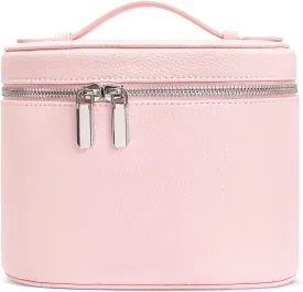 Cosmetic Case, Leather Makeup Bag, Portable Handheld Makeup Case, Detachable Compartments