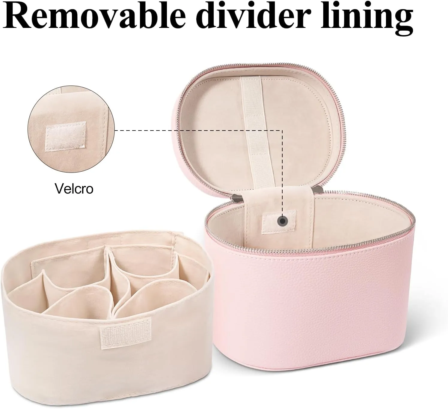 Cosmetic Case, Leather Makeup Bag, Portable Handheld Makeup Case, Detachable Compartments