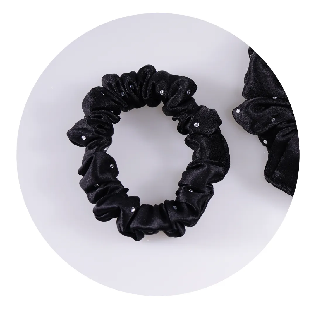Crystal Silk Scrunchies Black Classic