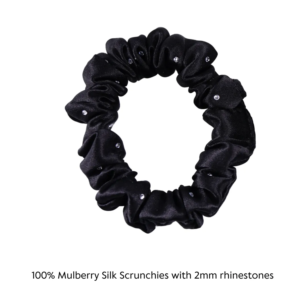 Crystal Silk Scrunchies Black Classic