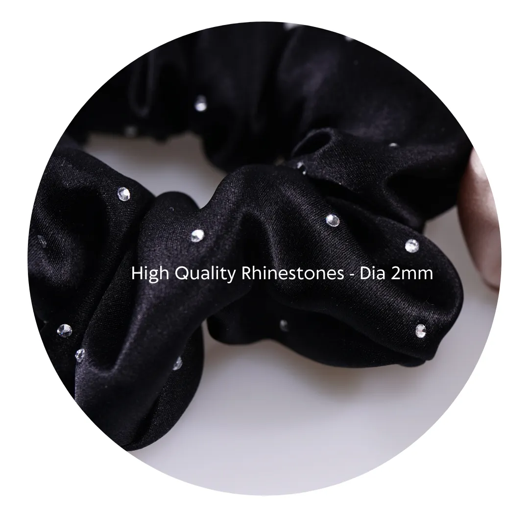 Crystal Silk Scrunchies Large Black