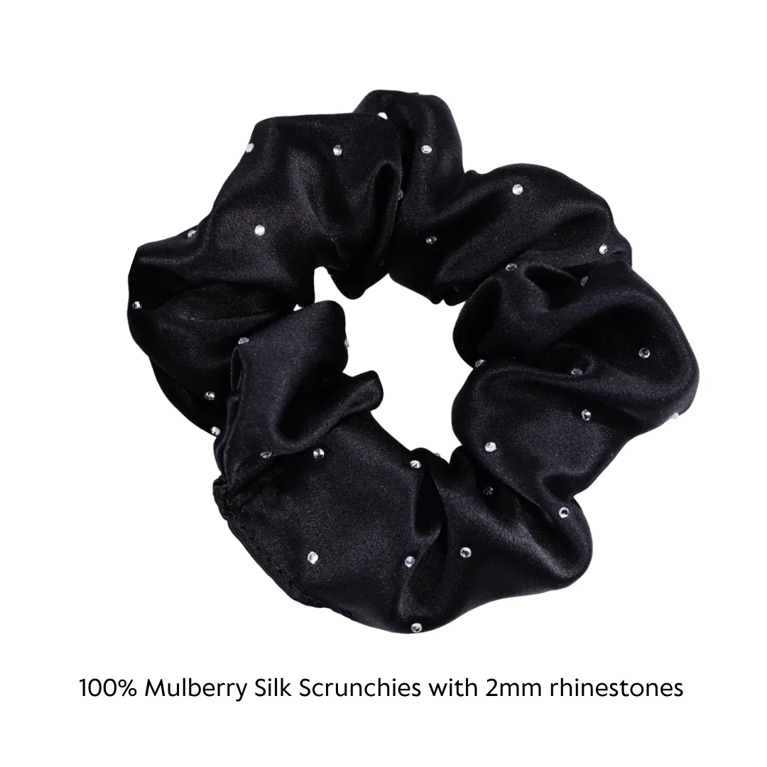 Crystal Silk Scrunchies Large Black