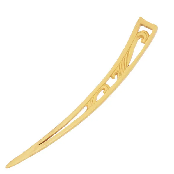 CrystalMood Handmade Carved Wood Curved Hair Stick