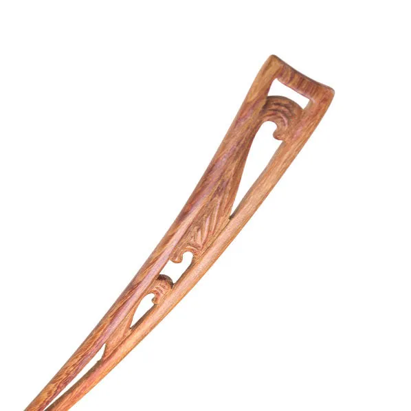 CrystalMood Handmade Carved Wood Curved Hair Stick