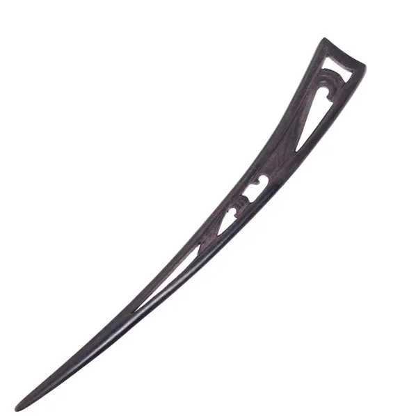 CrystalMood Handmade Carved Wood Curved Hair Stick