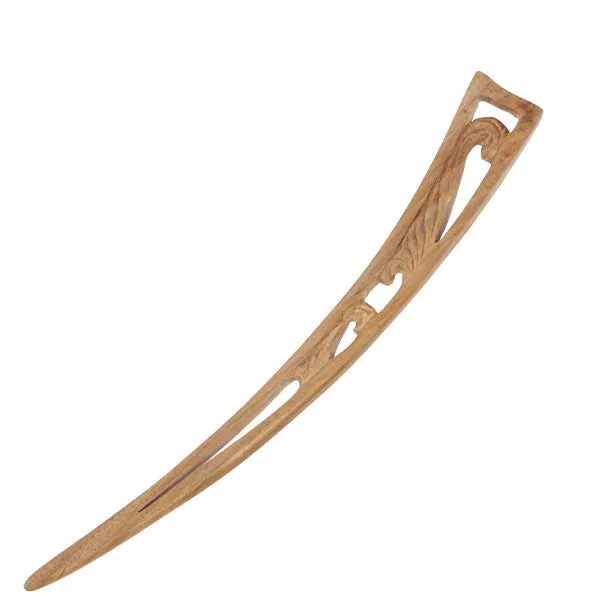 CrystalMood Handmade Carved Wood Curved Hair Stick
