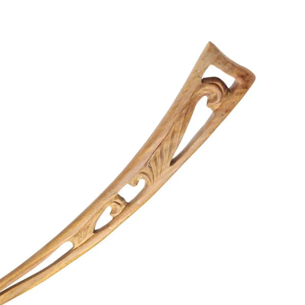 CrystalMood Handmade Carved Wood Curved Hair Stick