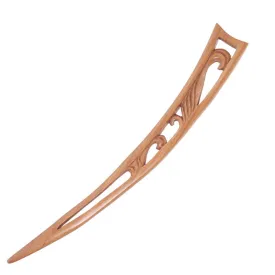 CrystalMood Handmade Carved Wood Curved Hair Stick
