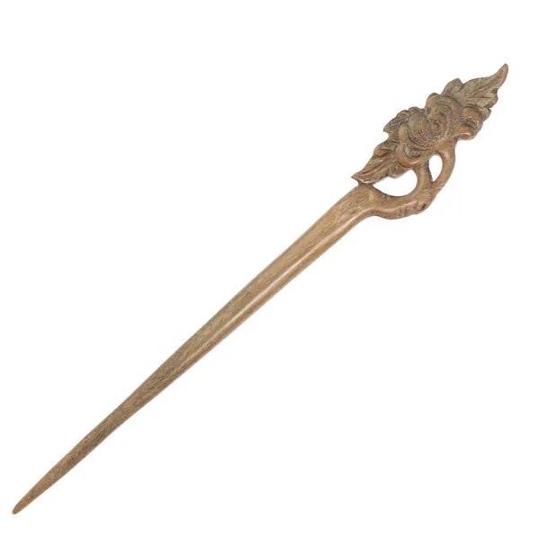 CrystalMood Handmade Carved Wood Hair Stick Chrysanthemum