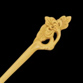CrystalMood Handmade Carved Wood Hair Stick Chrysanthemum