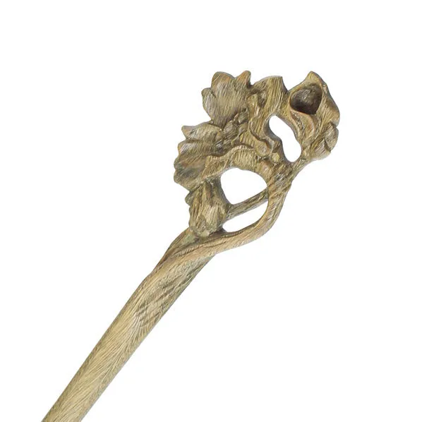 CrystalMood Handmade Carved Wood Hair Stick Cotton-rose