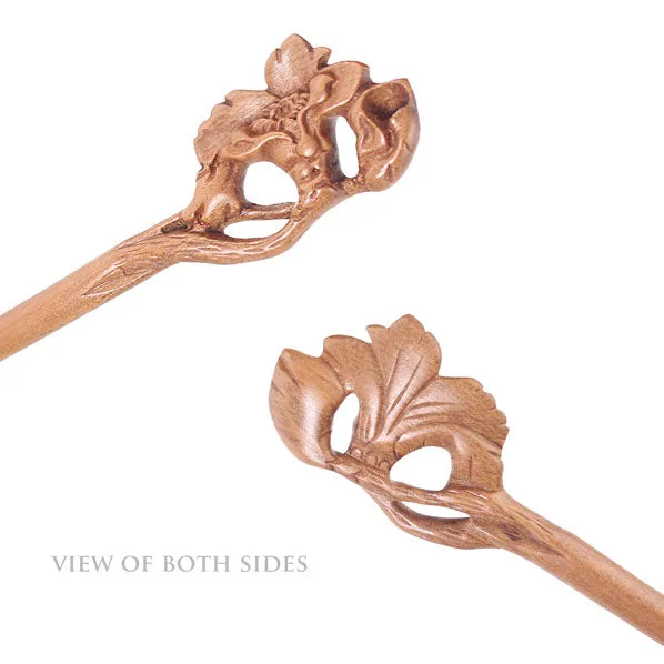 CrystalMood Handmade Carved Wood Hair Stick Cotton-rose