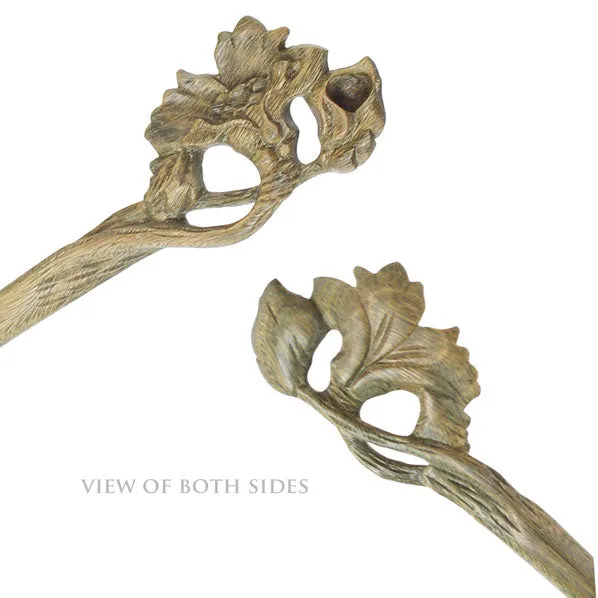 CrystalMood Handmade Carved Wood Hair Stick Cotton-rose