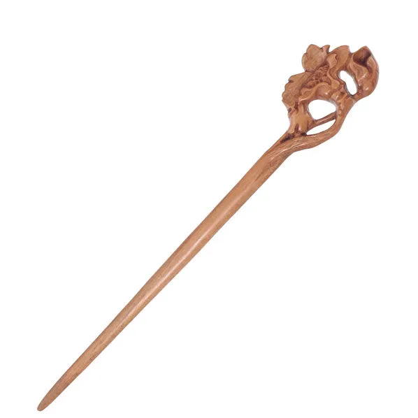 CrystalMood Handmade Carved Wood Hair Stick Cotton-rose