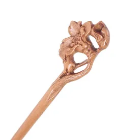 CrystalMood Handmade Carved Wood Hair Stick Cotton-rose