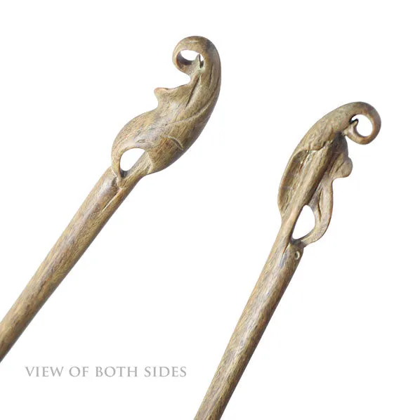 CrystalMood Handmade Carved Wood Hair Stick Leaf