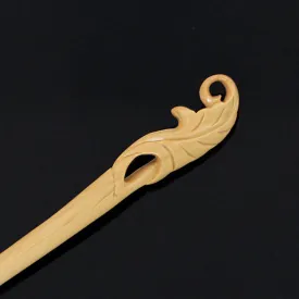 CrystalMood Handmade Carved Wood Hair Stick Leaf