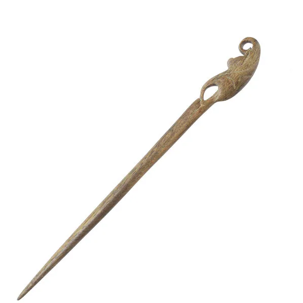 CrystalMood Handmade Carved Wood Hair Stick Leaf
