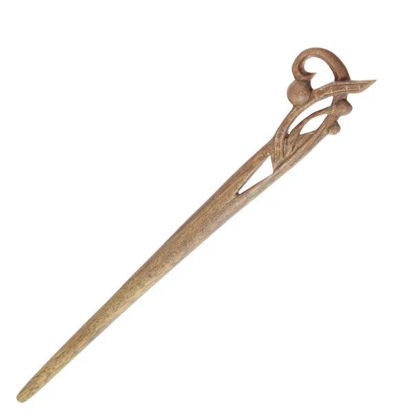 CrystalMood Handmade Carved Wood Hair Stick Orchid