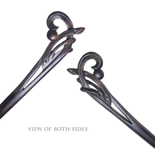 CrystalMood Handmade Carved Wood Hair Stick Orchid