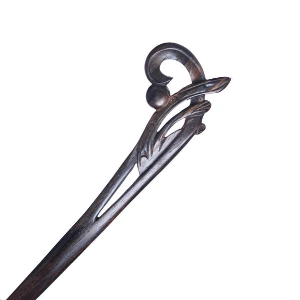 CrystalMood Handmade Carved Wood Hair Stick Orchid