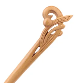 CrystalMood Handmade Carved Wood Hair Stick Orchid
