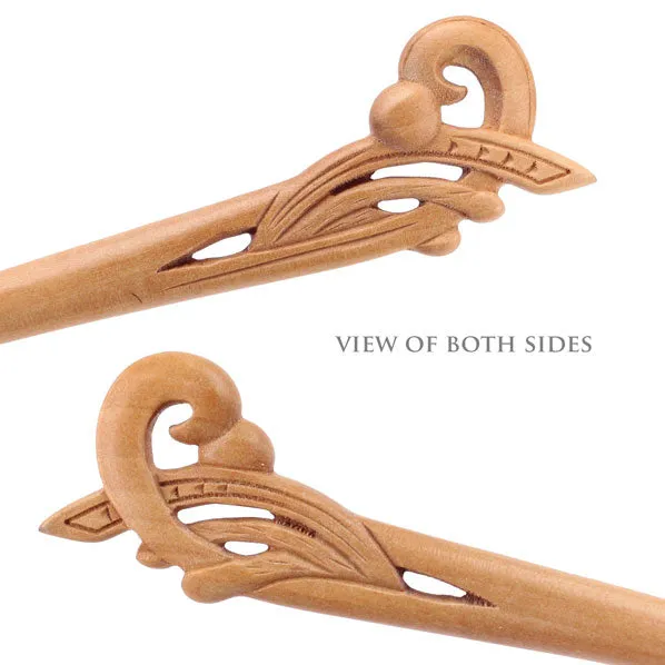 CrystalMood Handmade Carved Wood Hair Stick Orchid