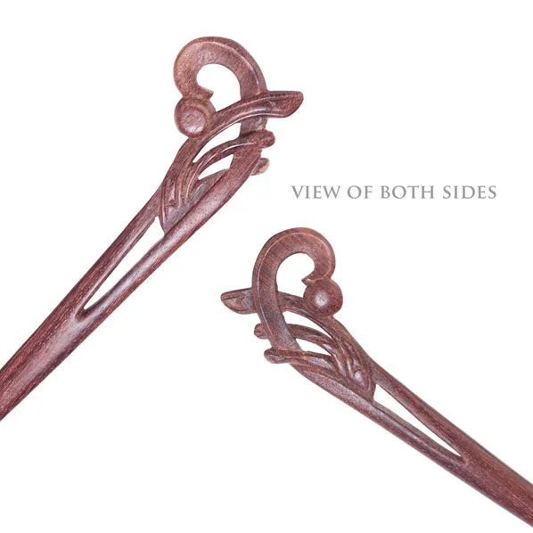 CrystalMood Handmade Carved Wood Hair Stick Orchid