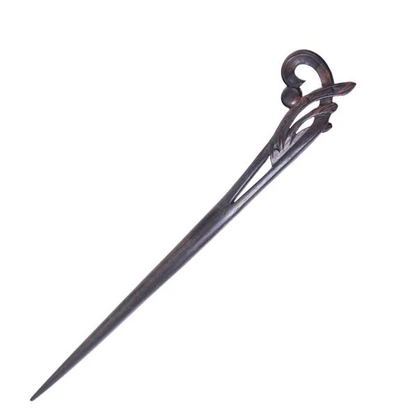 CrystalMood Handmade Carved Wood Hair Stick Orchid