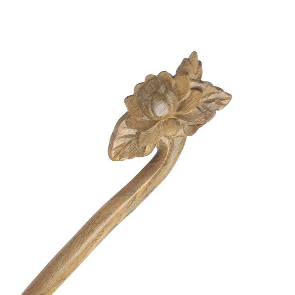 CrystalMood Handmade Carved Wood Hair Stick Peony Flower