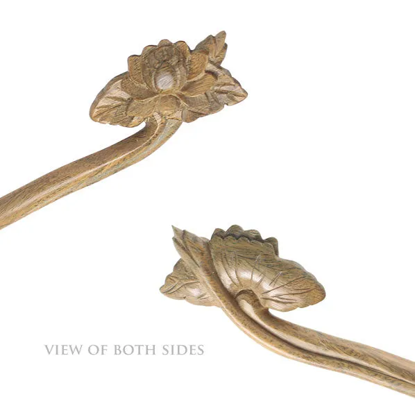 CrystalMood Handmade Carved Wood Hair Stick Peony Flower