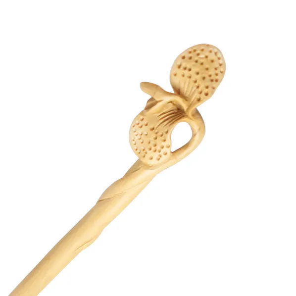 CrystalMood Handmade Carved Wood Hair Stick Sprout