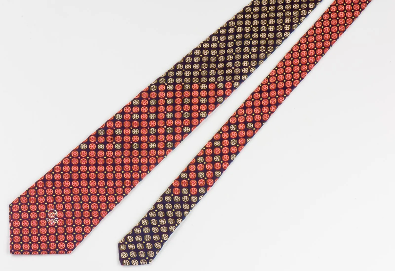 Daniel Hechter Necktie Floral On Burgundy Silk With Silver Sparkles & Rhinestones