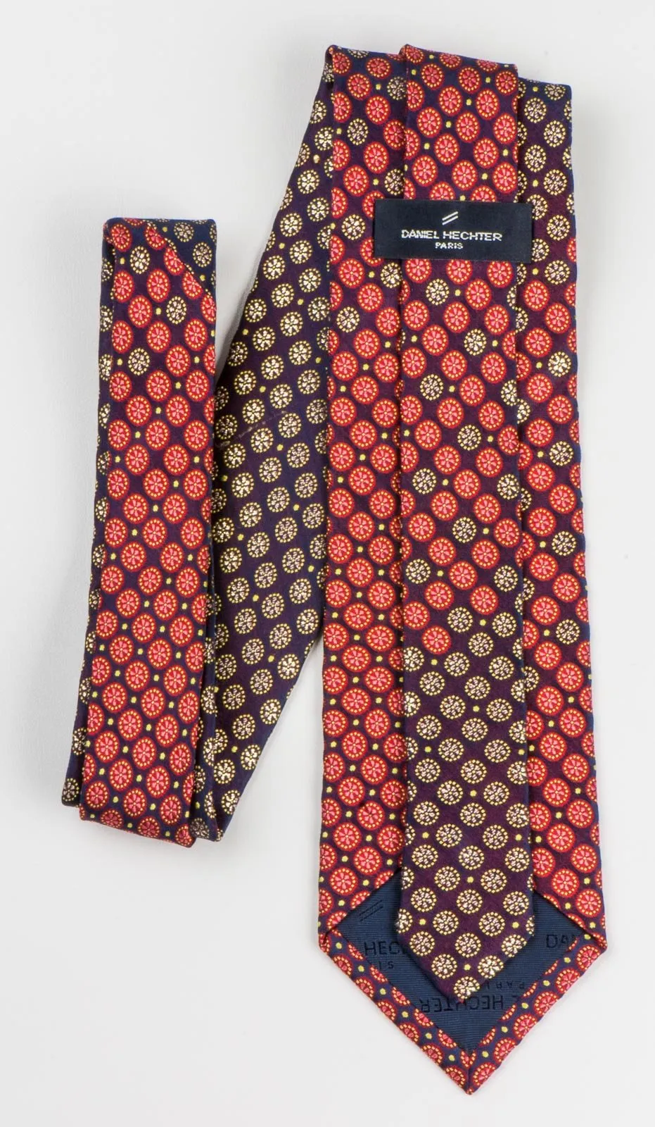 Daniel Hechter Necktie Floral On Burgundy Silk With Silver Sparkles & Rhinestones
