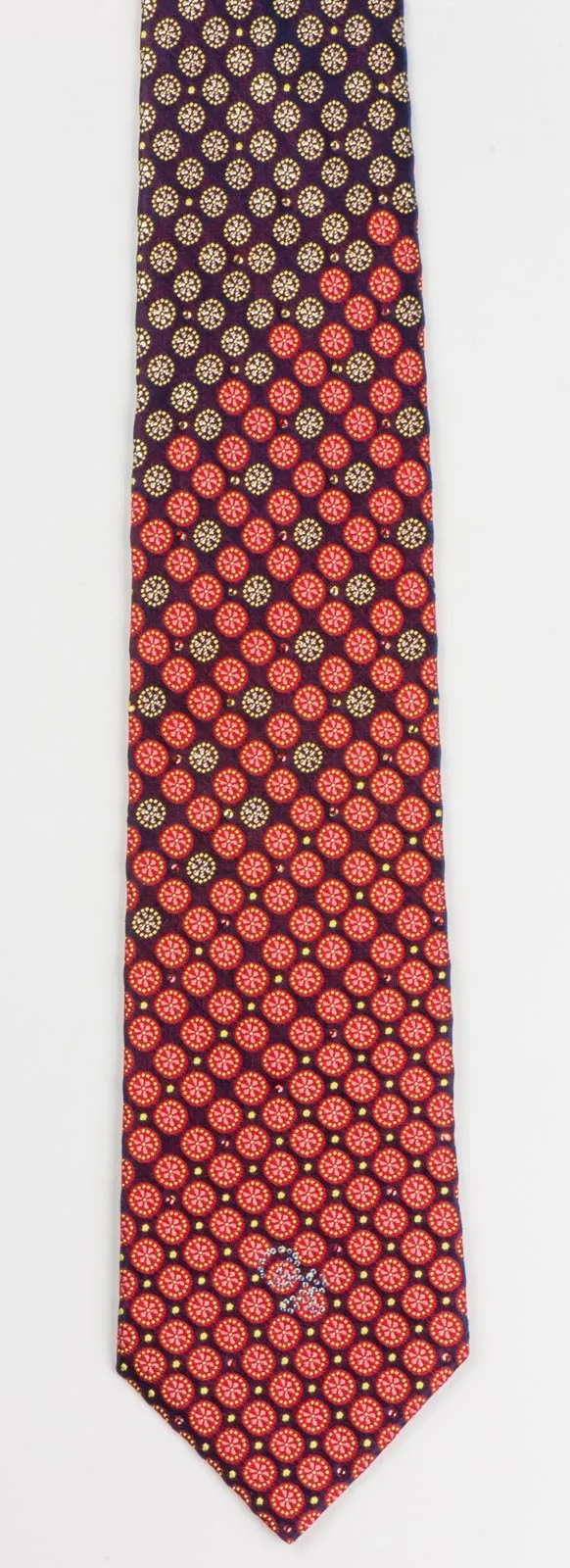 Daniel Hechter Necktie Floral On Burgundy Silk With Silver Sparkles & Rhinestones