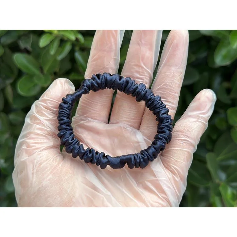 Dark Blue silk scrunchies mini