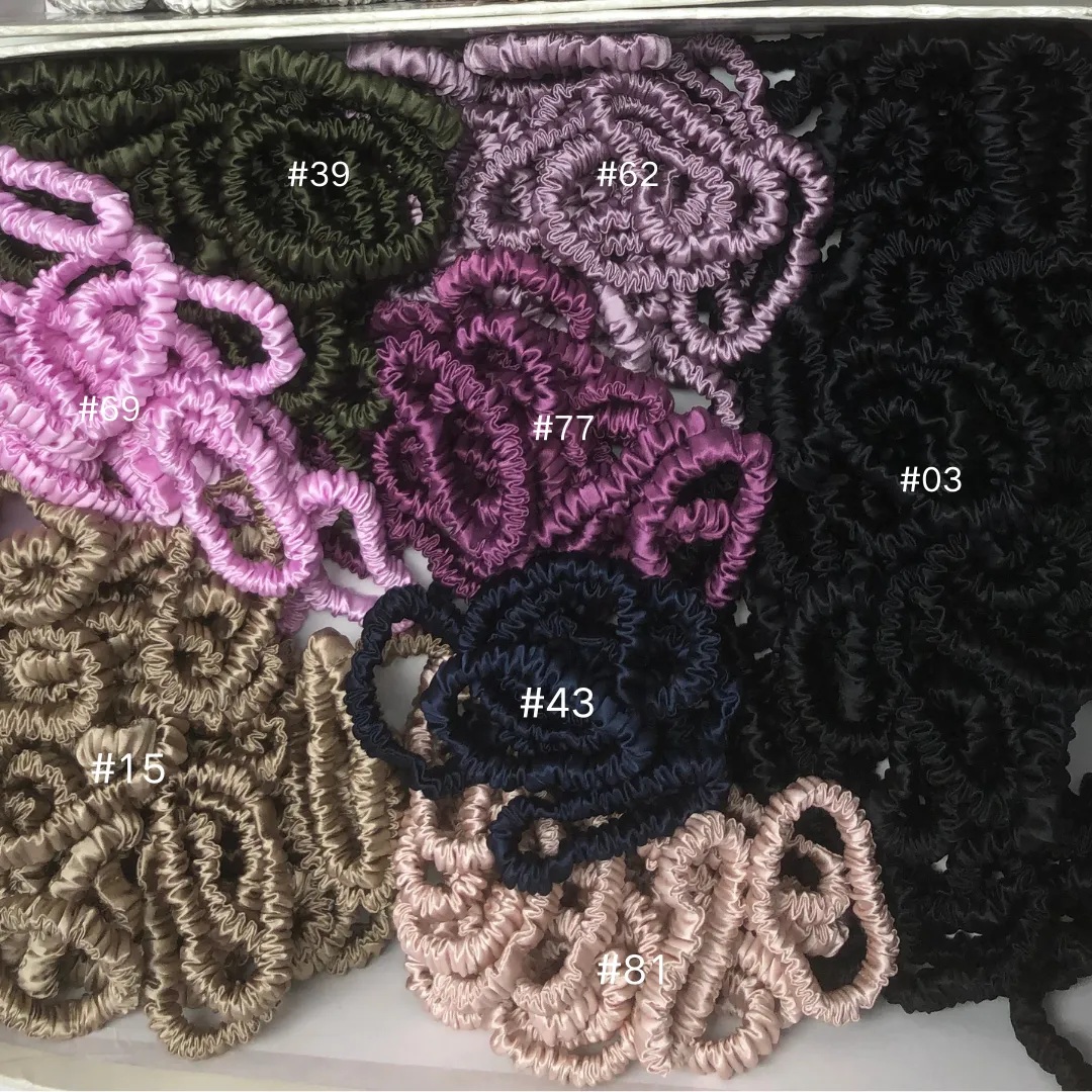 Dark Blue silk scrunchies mini