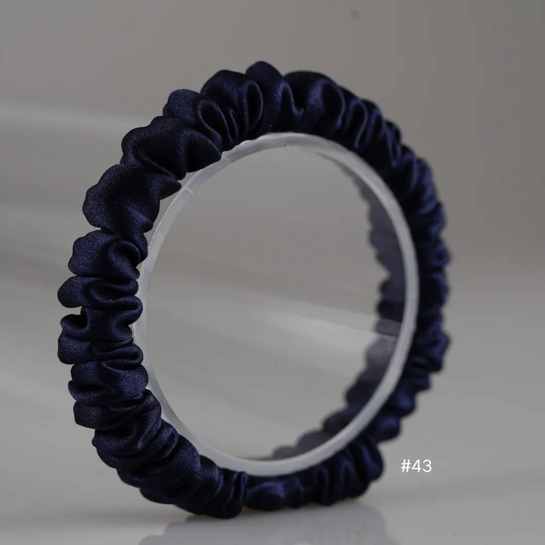 Dark Blue silk scrunchies mini