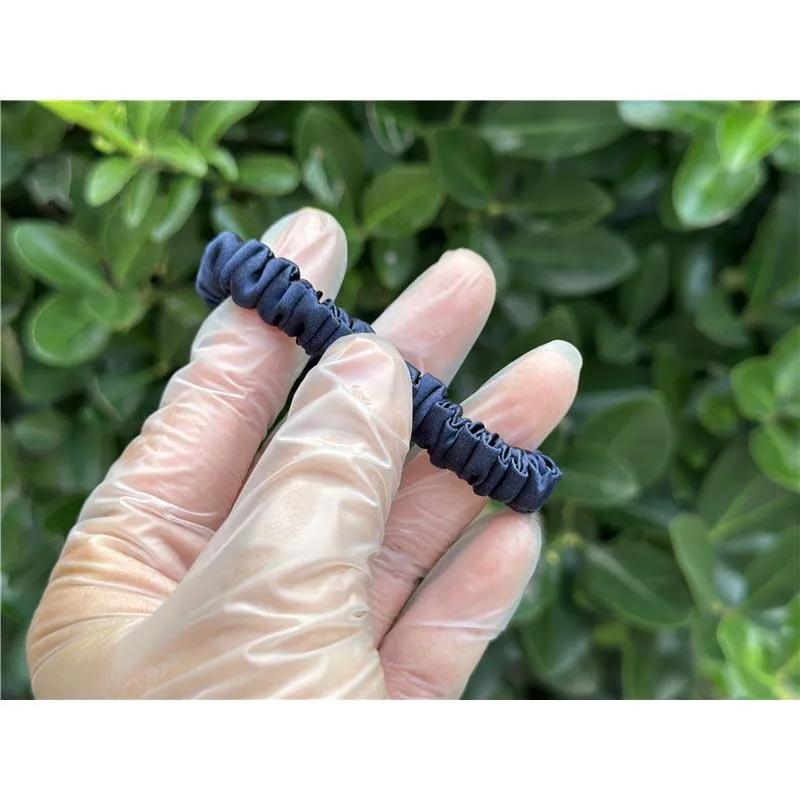Dark Blue silk scrunchies mini