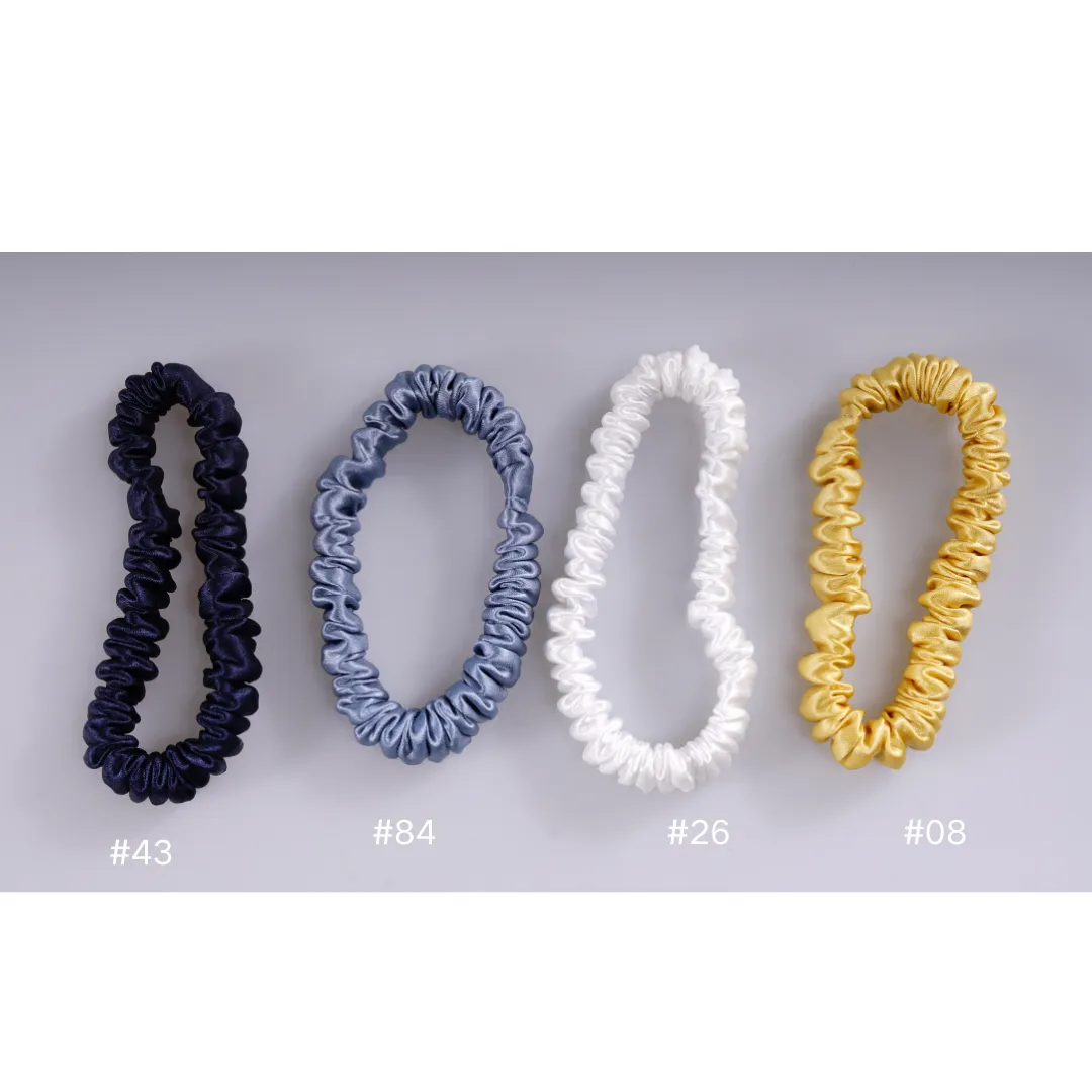 Dark Blue silk scrunchies mini