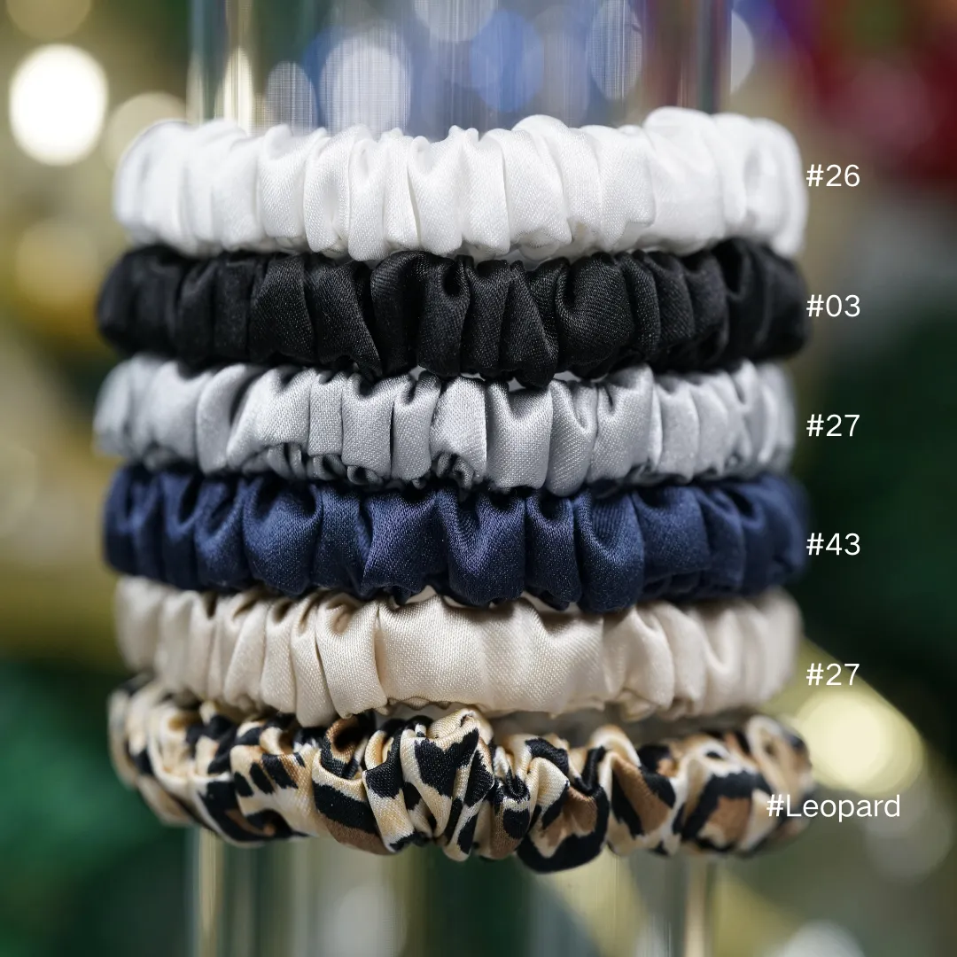Dark Blue silk scrunchies mini