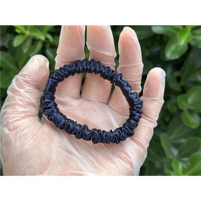 Dark Blue silk scrunchies mini