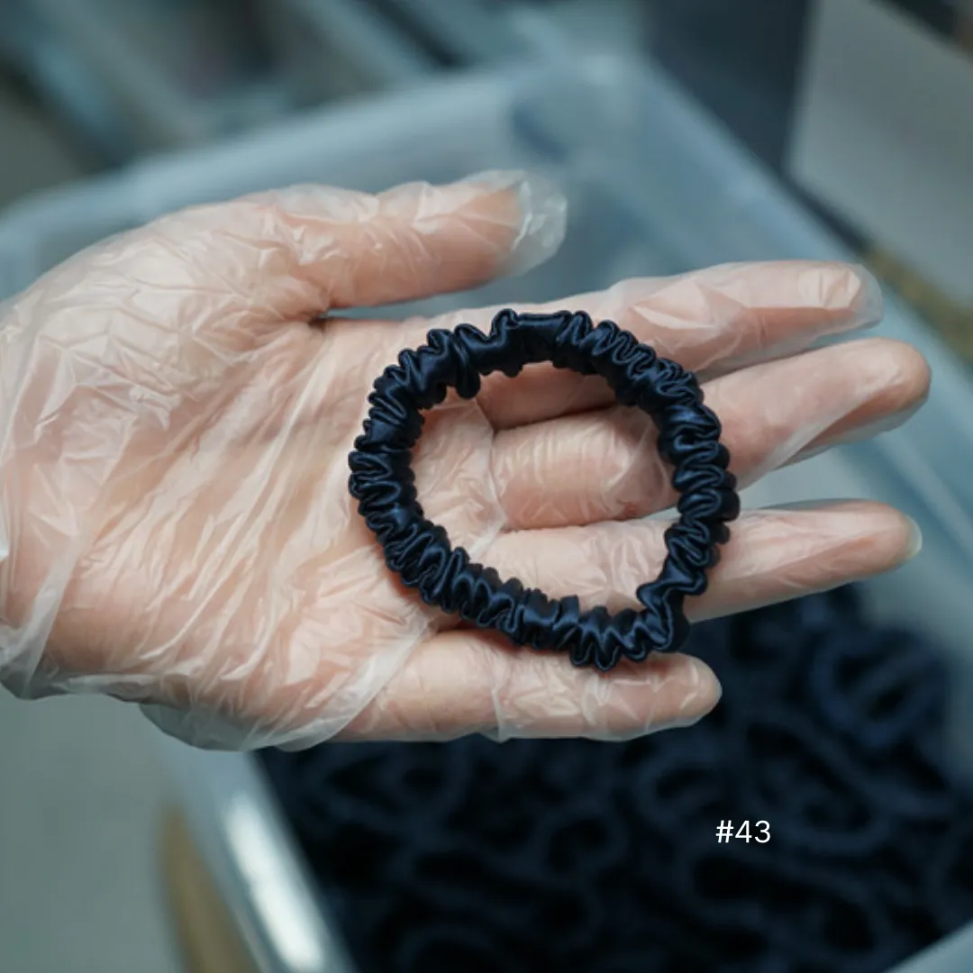 Dark Blue silk scrunchies mini