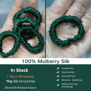 Dark Green silk scrunchie tiny - For Adult / Baby / Toddler
