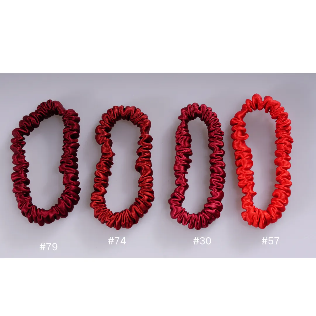 Darkish Red silk scrunchies mini