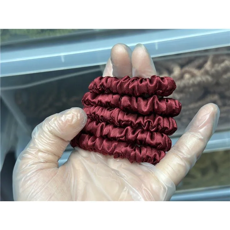 Darkish Red silk scrunchies mini