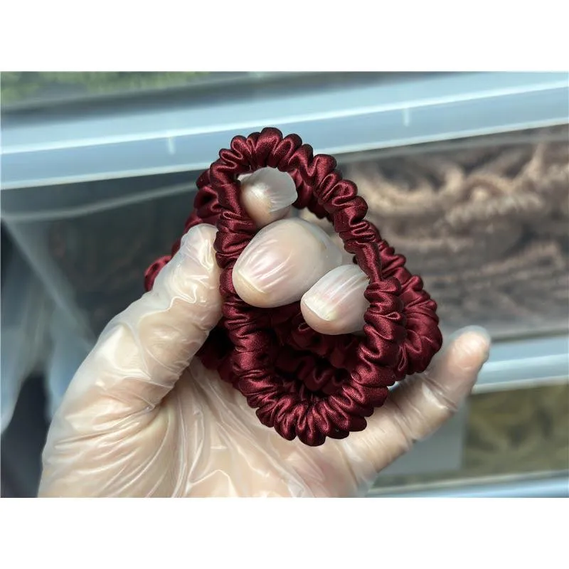 Darkish Red silk scrunchies mini