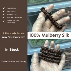 Deep Coffee silk scrunchies mini
