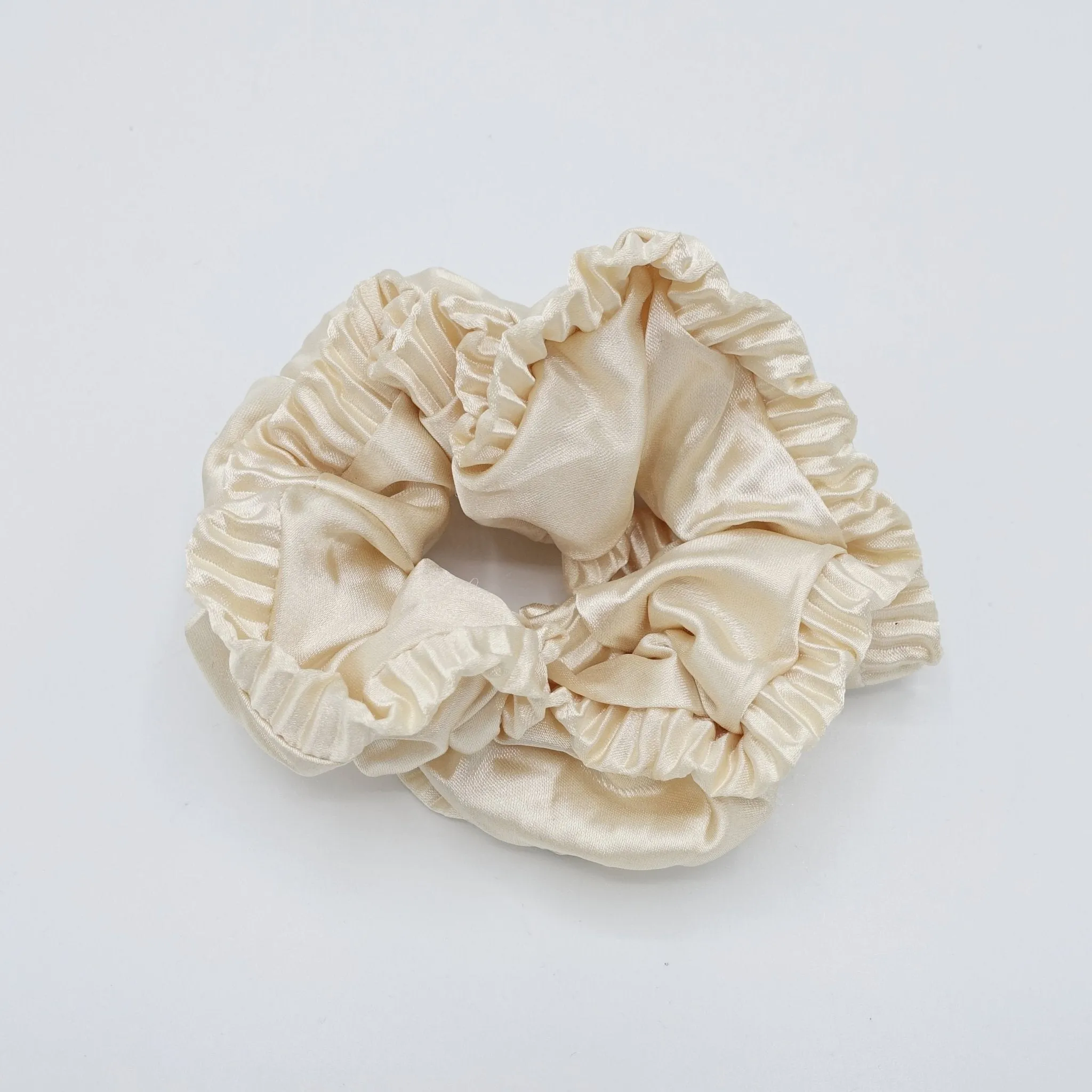 edge pleated glossy satin scrunchies women hair elastic tie scrunchy